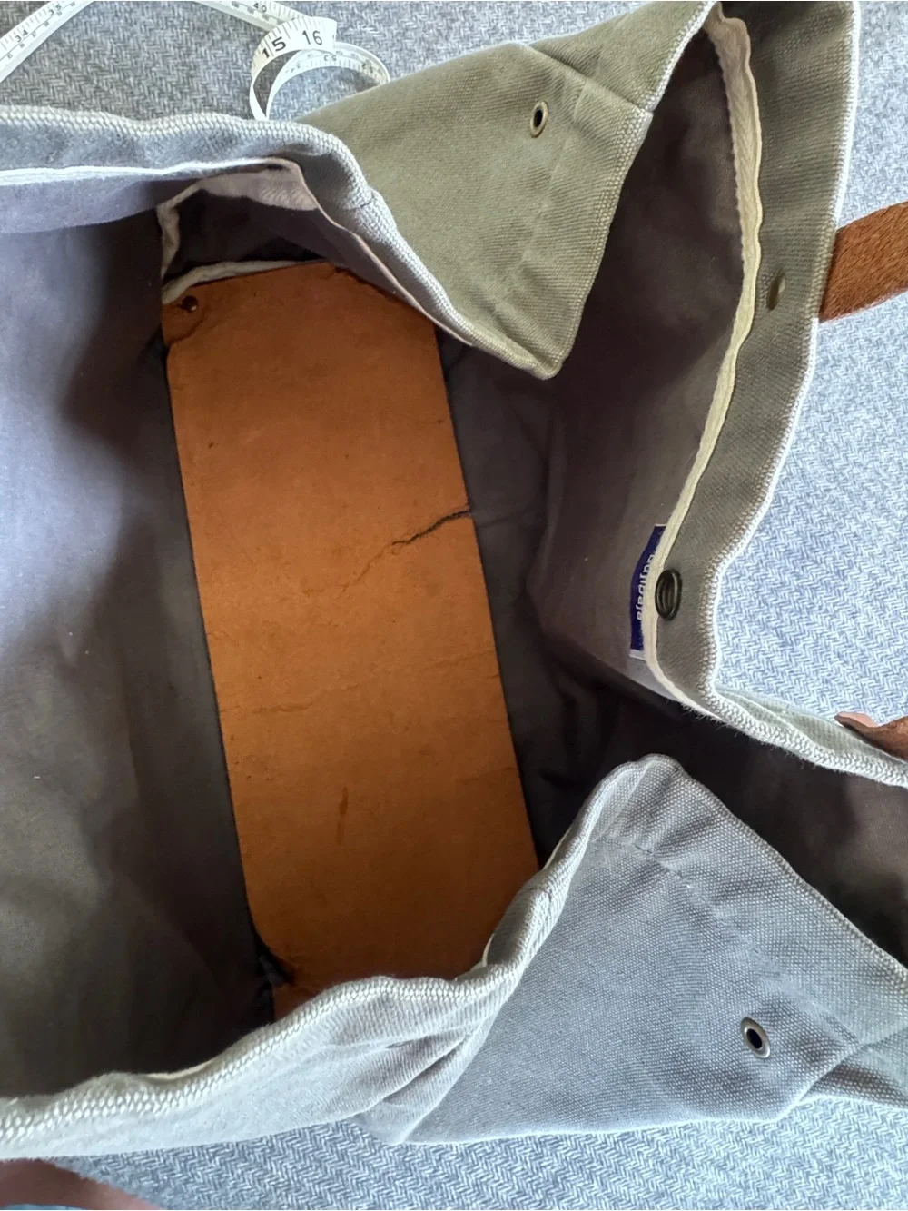 Buajibaja Canvas Tote Bag with Leather Handles - Gray